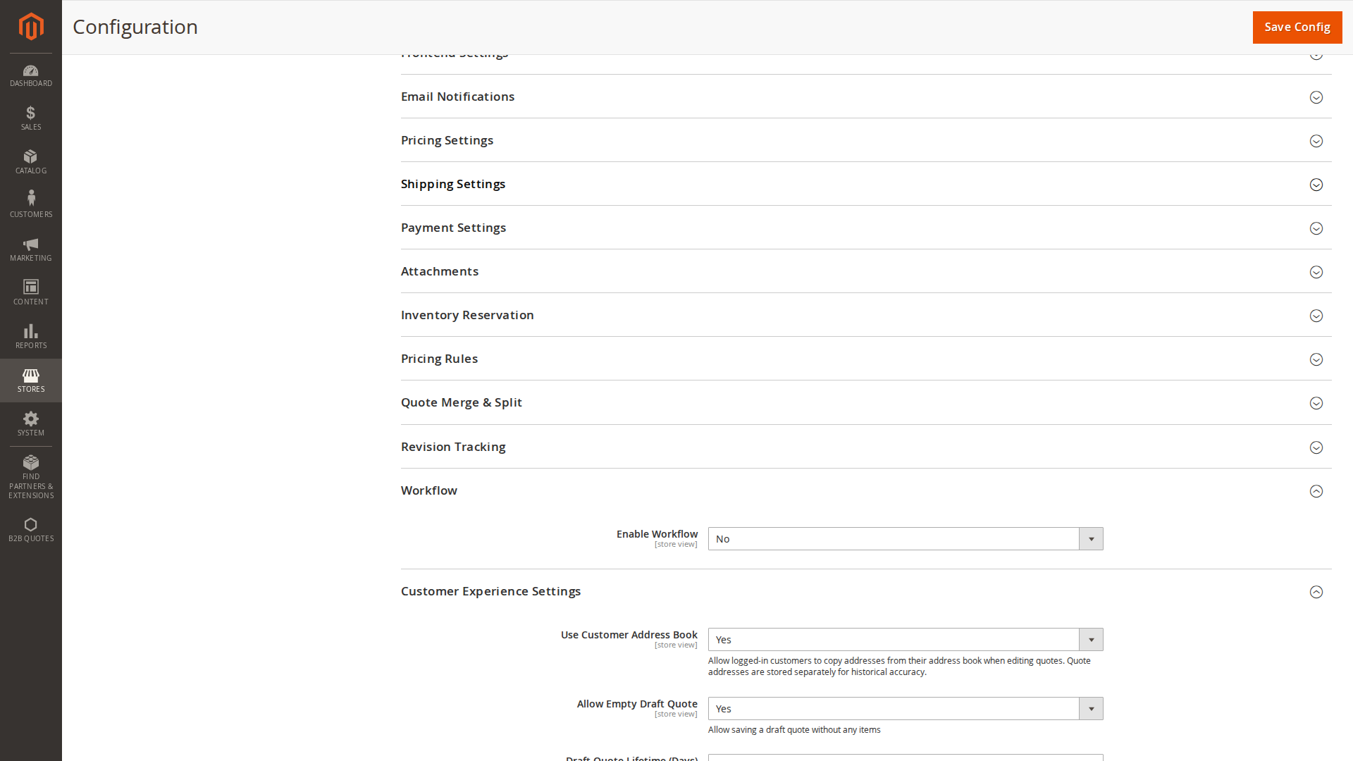 B2B Quote general configuration in Magento Admin