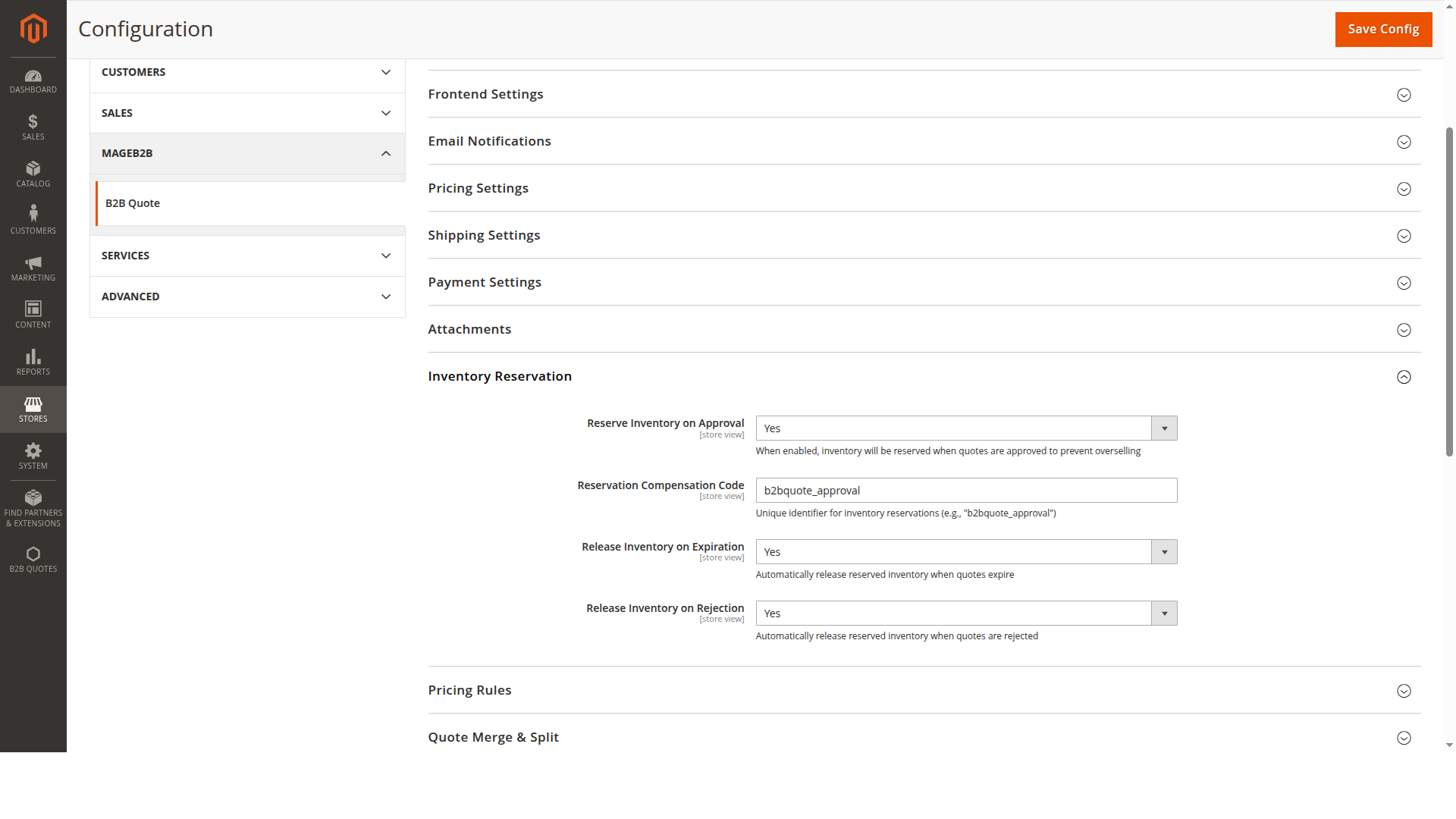 Choose when approved quote quantities reserve inventory B2B Quote inventory reservation settings