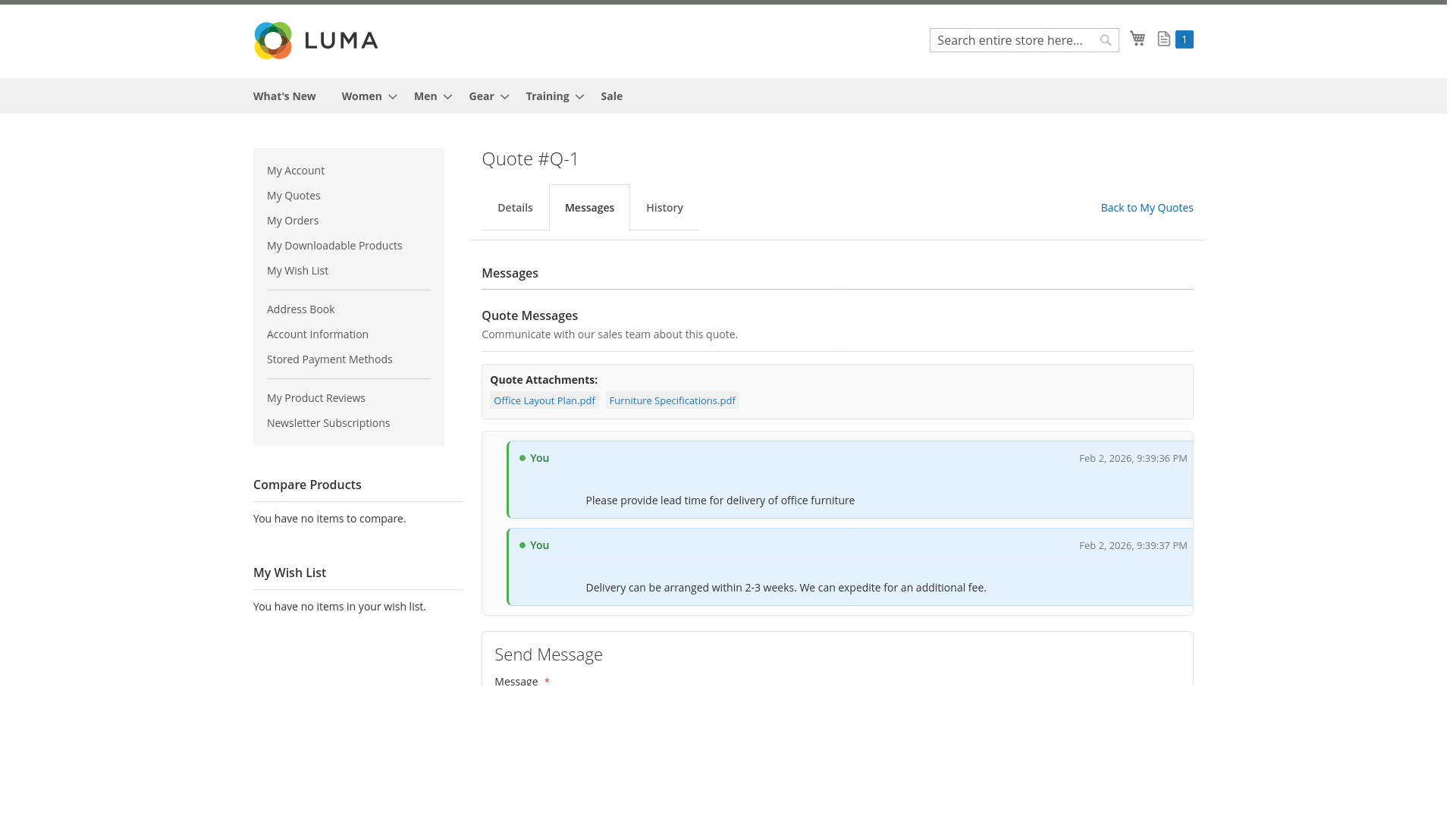Review documents attached to a customer quote Attachments in the B2B quote view