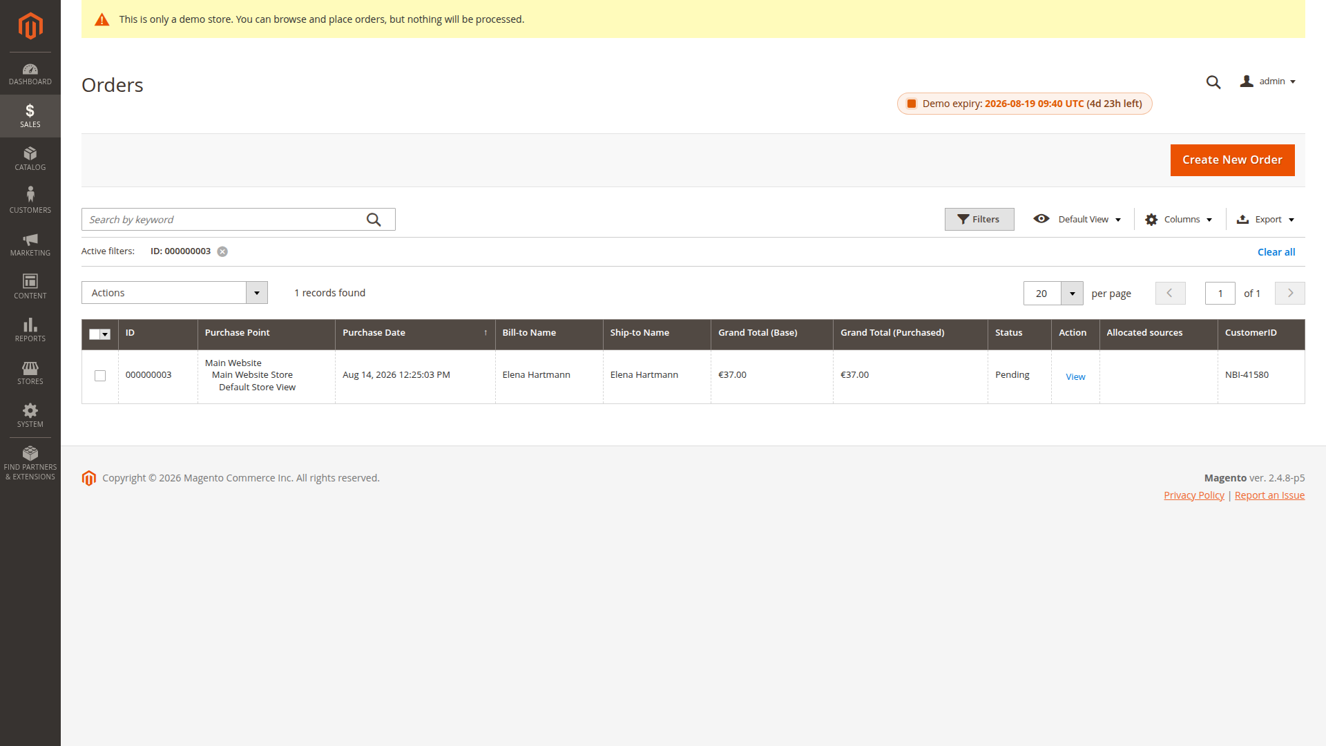 Customer ID in the Magento sales order grid