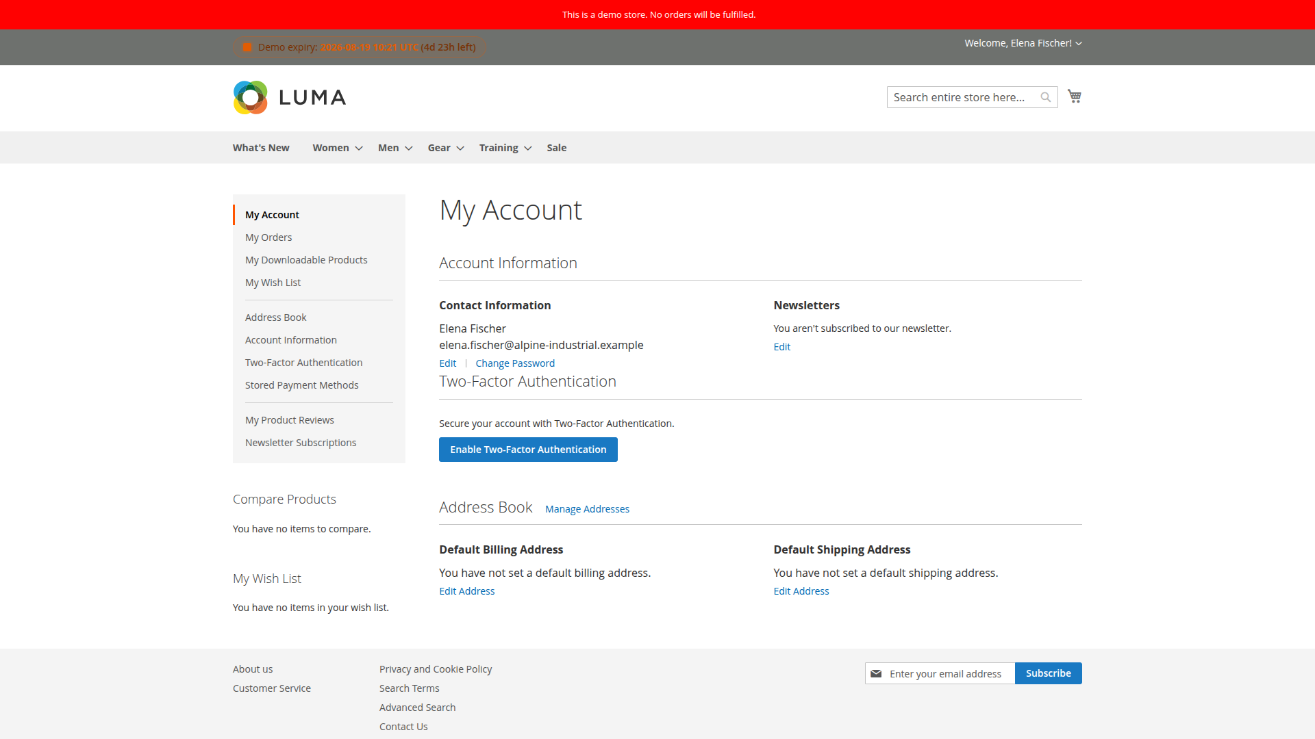 Enable two-factor authentication from the customer account