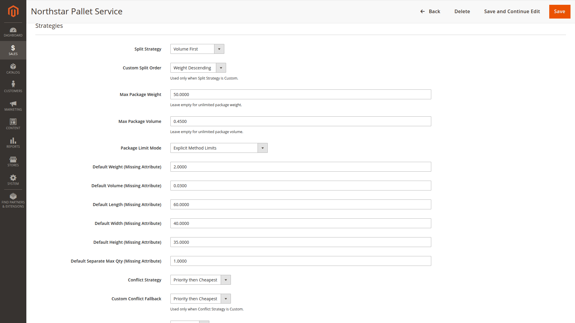 Package limits and split strategies