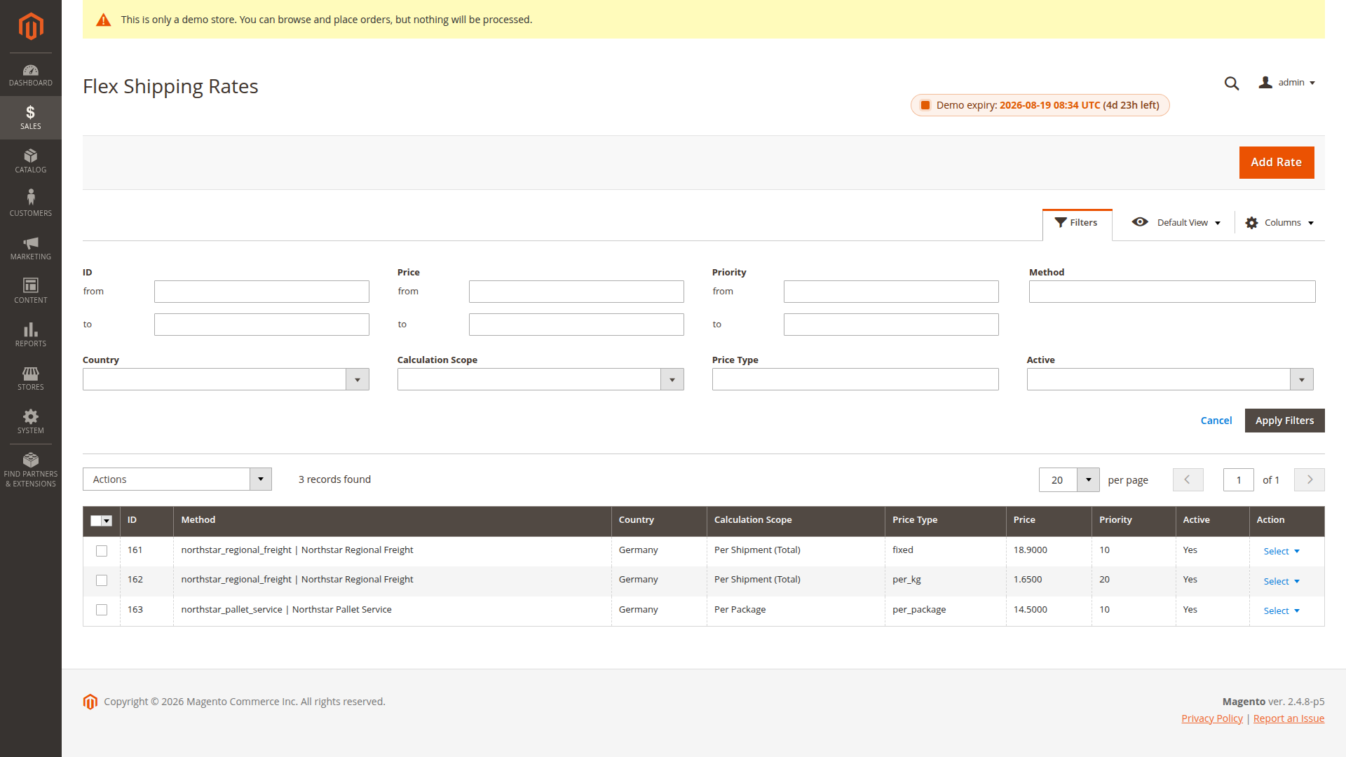 Calculation scope and price type settings