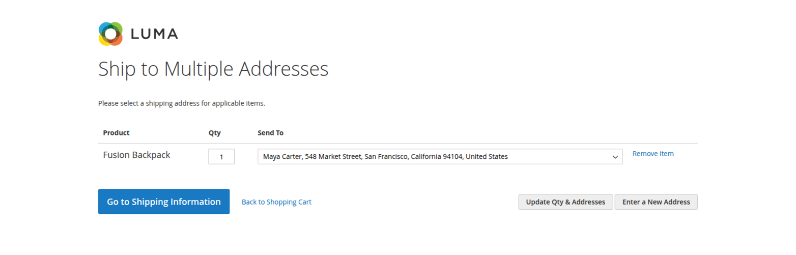 Assign a product to a shipping address Magento multi-shipping address assignment for a physical product
