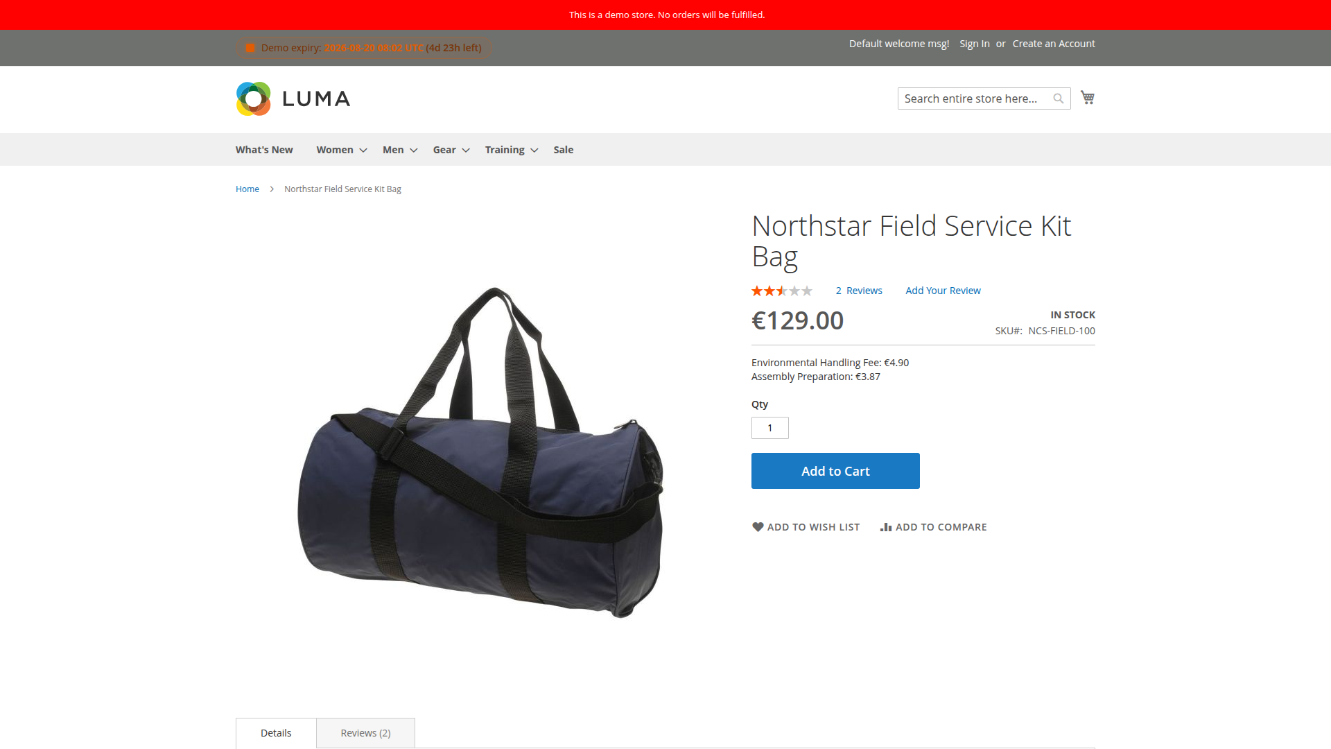 Verify fixed and percentage fees on the Magento product page Magento product page showing two calculated product fees