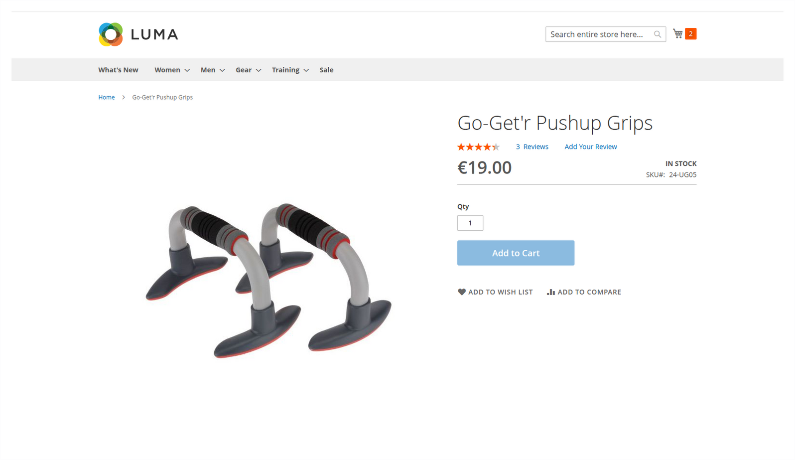 OCI DETAIL storefront showing the resolved product with its Add to Cart action disabled