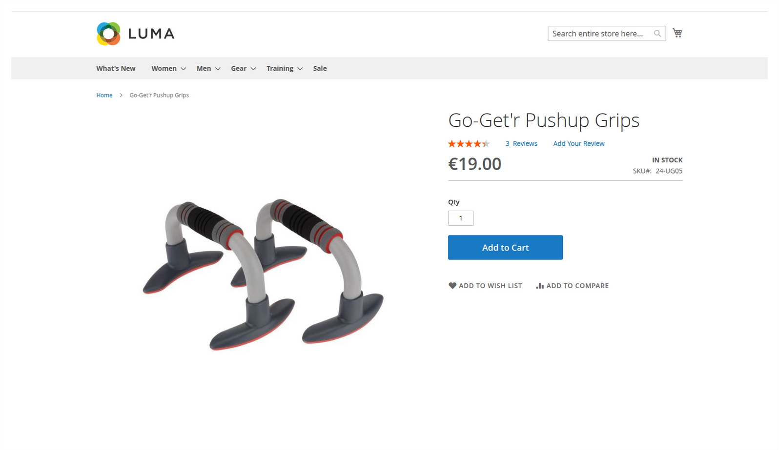 OCI DETAILADD storefront showing the resolved product with its single Add to Cart action enabled