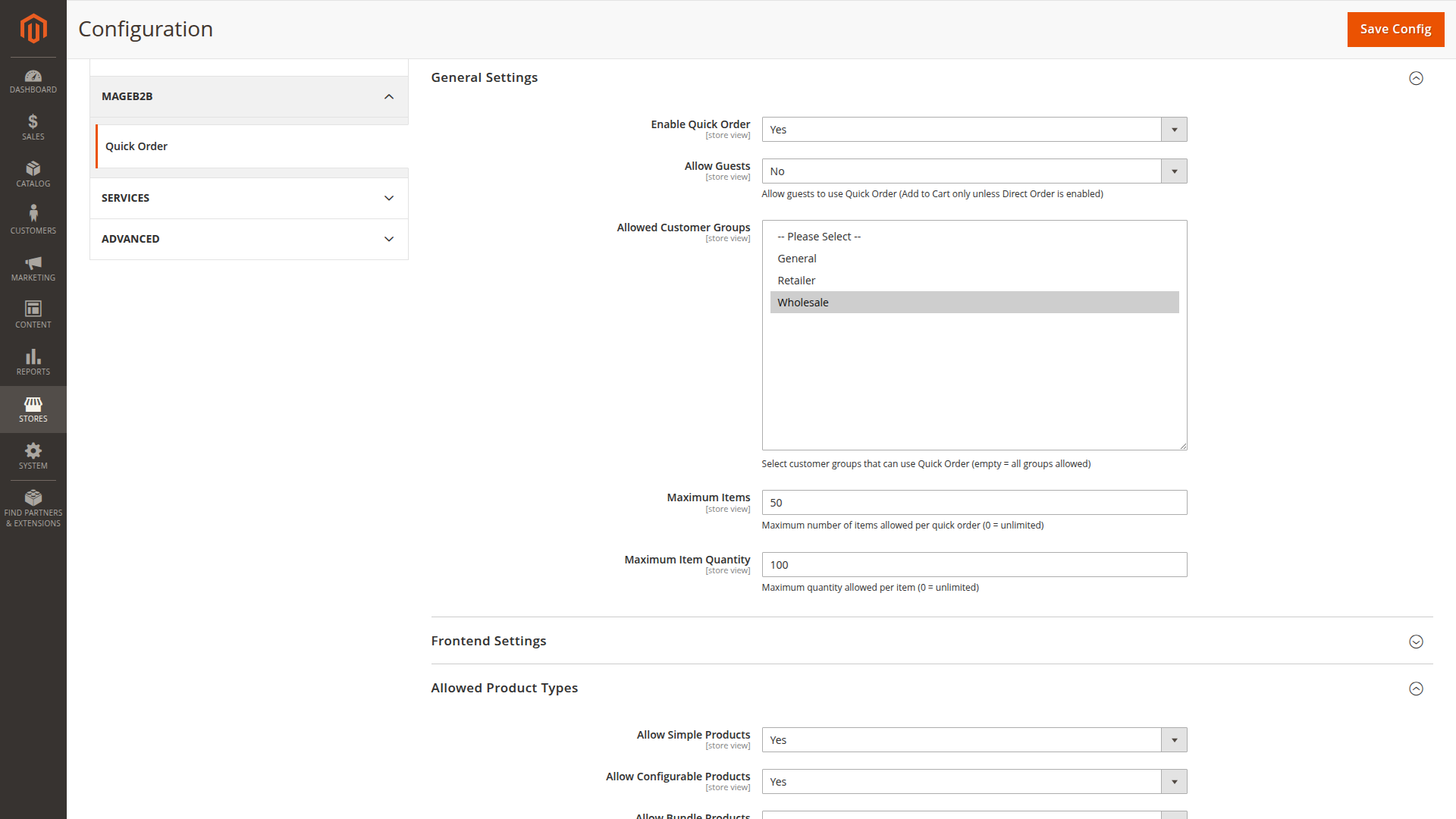 Quick Order access and item limits