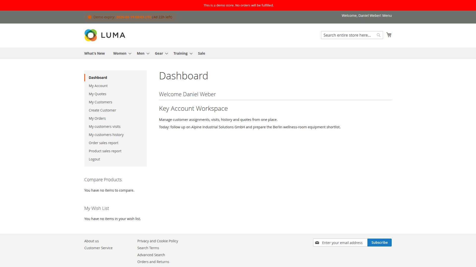 Daniel Weber's Staff dashboard